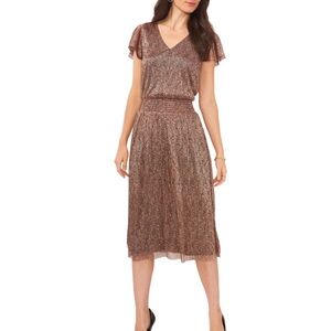 Vince Camuto Shimmering Bronze Midi Dress